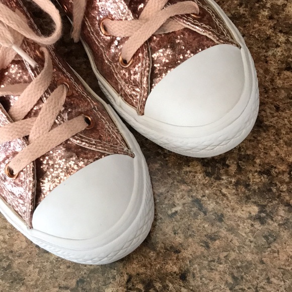 CONVERSE Pink Sparkle Glitter Girls Sneakers | 1 - Picture 7 of 12